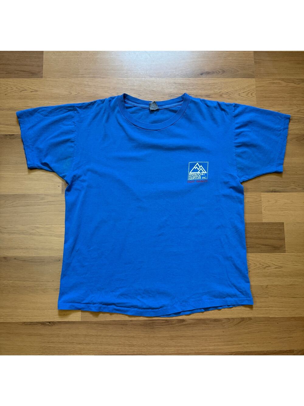 Vintage 90's International Mountain Equipment Fight Gravity Blue Shirt Sz Medium